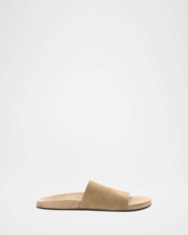 Hugh Suede Flat Slide Sandals